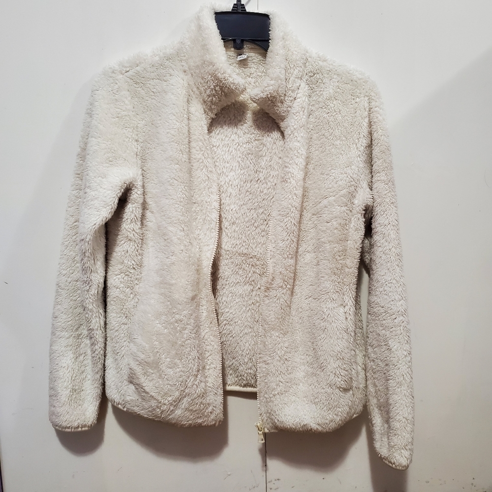 White Uniqlo Fleece Zip-Up